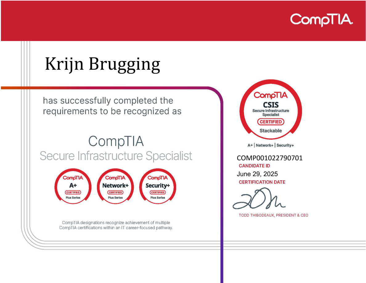 CompTIA CSIS certificate